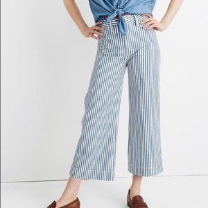 MADEWELL Emmett Wide-Leg Crop Pants in Herringbone